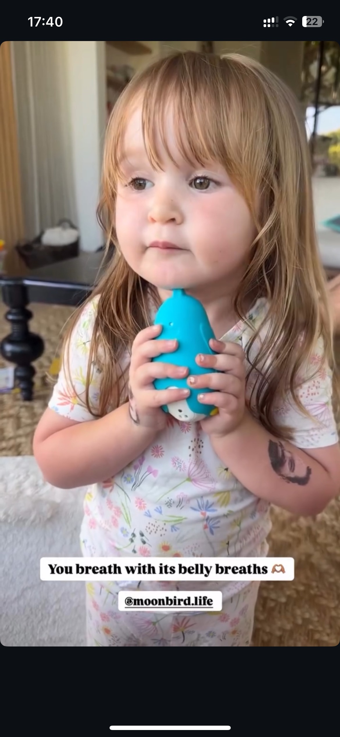 Child using moonbuddy in bed